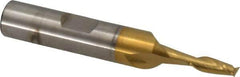 Cleveland - 5/32", 7/16" LOC, 3/8" Shank Diam, 2-3/8" OAL, 2 Flute, Cobalt Square End Mill - Single End, TiN Finish, Spiral Flute, 30° Helix, Centercutting, Right Hand Cut, Right Hand Flute, Series HGC-2 - Eagle Tool & Supply