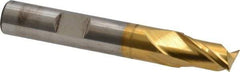 Cleveland - 3/8", 9/16" LOC, 3/8" Shank Diam, 2-1/2" OAL, 2 Flute, Cobalt Square End Mill - Single End, TiN Finish, Spiral Flute, 30° Helix, Centercutting, Right Hand Cut, Right Hand Flute, Series HGC-2 - Eagle Tool & Supply