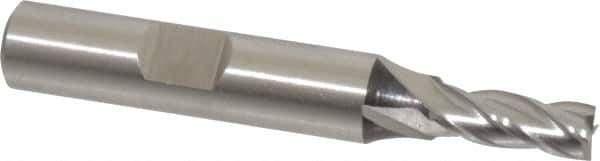 Cleveland - 15/64", 5/8" LOC, 3/8" Shank Diam, 2-7/16" OAL, 4 Flute, High Speed Steel Square End Mill - Single End, Uncoated, Spiral Flute, 30° Helix, Centercutting, Right Hand Cut, Right Hand Flute, Series HG-4C - Eagle Tool & Supply