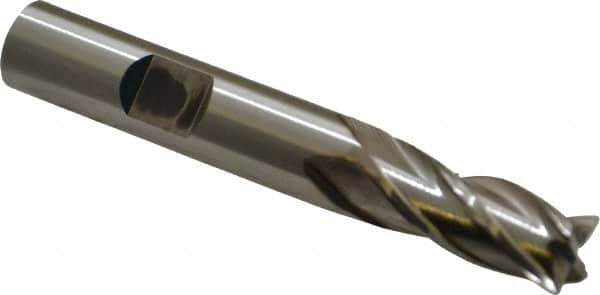 Cleveland - 11/32", 3/4" LOC, 3/8" Shank Diam, 2-1/2" OAL, 4 Flute, High Speed Steel Square End Mill - Single End, Uncoated, Spiral Flute, 30° Helix, Centercutting, Right Hand Cut, Right Hand Flute, Series HG-4C - Eagle Tool & Supply