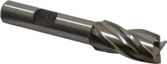 Cleveland - 1/2", 1" LOC, 3/8" Shank Diam, 2-11/16" OAL, 4 Flute, High Speed Steel Square End Mill - Single End, Uncoated, Spiral Flute, 30° Helix, Centercutting, Right Hand Cut, Right Hand Flute, Series HG-4C - Eagle Tool & Supply