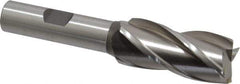 Cleveland - 3/4", 1-5/8" LOC, 1/2" Shank Diam, 3-5/8" OAL, 4 Flute, High Speed Steel Square End Mill - Single End, Uncoated, Spiral Flute, 30° Helix, Centercutting, Right Hand Cut, Right Hand Flute, Series HG-4C - Eagle Tool & Supply