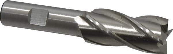 Cleveland - 7/8", 1-7/8" LOC, 5/8" Shank Diam, 4" OAL, 4 Flute, High Speed Steel Square End Mill - Single End, Uncoated, Spiral Flute, 30° Helix, Centercutting, Right Hand Cut, Right Hand Flute, Series HG-4C - Eagle Tool & Supply