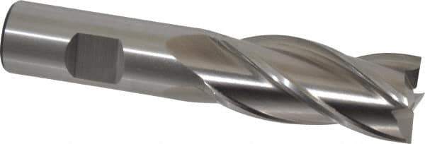 Cleveland - 7/8", 1-7/8" LOC, 3/4" Shank Diam, 4-1/8" OAL, 4 Flute, High Speed Steel Square End Mill - Single End, Uncoated, Spiral Flute, 30° Helix, Centercutting, Right Hand Cut, Right Hand Flute, Series HG-4C - Eagle Tool & Supply