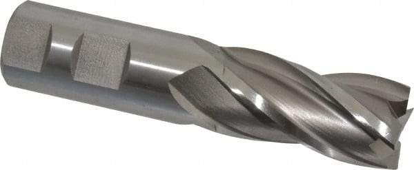 Cleveland - 1", 2" LOC, 1" Shank Diam, 4-1/2" OAL, 4 Flute, High Speed Steel Square End Mill - Single End, Uncoated, Spiral Flute, 30° Helix, Centercutting, Right Hand Cut, Right Hand Flute, Series HG-4C - Eagle Tool & Supply
