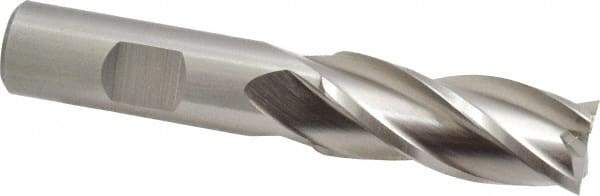 Cleveland - 11/16", 1-5/8" LOC, 5/8" Shank Diam, 3-3/4" OAL, 4 Flute, High Speed Steel Square End Mill - Single End, Uncoated, Spiral Flute, 30° Helix, Centercutting, Right Hand Cut, Right Hand Flute, Series HG-4C - Eagle Tool & Supply