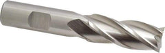 Cleveland - 11/16", 1-5/8" LOC, 5/8" Shank Diam, 3-3/4" OAL, 4 Flute, High Speed Steel Square End Mill - Single End, Uncoated, Spiral Flute, 30° Helix, Centercutting, Right Hand Cut, Right Hand Flute, Series HG-4C - Eagle Tool & Supply