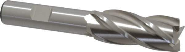 Cleveland - 11/16", 1-5/8" LOC, 1/2" Shank Diam, 3-5/8" OAL, 4 Flute, High Speed Steel Square End Mill - Single End, Uncoated, Spiral Flute, 30° Helix, Centercutting, Right Hand Cut, Right Hand Flute, Series HG-4C - Eagle Tool & Supply
