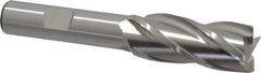 Cleveland - 11/16", 1-5/8" LOC, 1/2" Shank Diam, 3-5/8" OAL, 4 Flute, High Speed Steel Square End Mill - Single End, Uncoated, Spiral Flute, 30° Helix, Centercutting, Right Hand Cut, Right Hand Flute, Series HG-4C - Eagle Tool & Supply