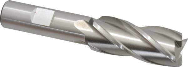 Cleveland - 13/16", 1-7/8" LOC, 5/8" Shank Diam, 4" OAL, 4 Flute, High Speed Steel Square End Mill - Single End, Uncoated, Spiral Flute, 30° Helix, Centercutting, Right Hand Cut, Right Hand Flute, Series HG-4C - Eagle Tool & Supply