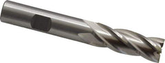 Cleveland - 17/32", 1-3/8" LOC, 1/2" Shank Diam, 3-3/8" OAL, 4 Flute, High Speed Steel Square End Mill - Single End, Uncoated, Spiral Flute, 30° Helix, Centercutting, Right Hand Cut, Right Hand Flute, Series HG-4C - Eagle Tool & Supply