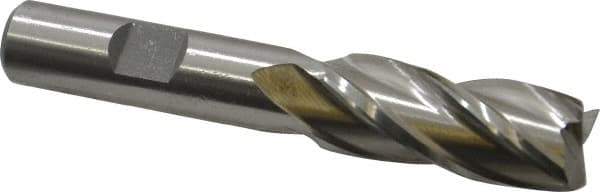 Cleveland - 19/32", 1-3/8" LOC, 1/2" Shank Diam, 3-3/8" OAL, 4 Flute, High Speed Steel Square End Mill - Single End, Uncoated, Spiral Flute, 30° Helix, Centercutting, Right Hand Cut, Right Hand Flute, Series HG-4C - Eagle Tool & Supply