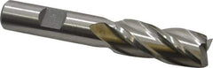 Cleveland - 19/32", 1-3/8" LOC, 1/2" Shank Diam, 3-3/8" OAL, 4 Flute, High Speed Steel Square End Mill - Single End, Uncoated, Spiral Flute, 30° Helix, Centercutting, Right Hand Cut, Right Hand Flute, Series HG-4C - Eagle Tool & Supply