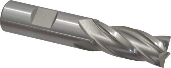 Cleveland - 23/32", 1-5/8" LOC, 3/4" Shank Diam, 3-7/8" OAL, 4 Flute, High Speed Steel Square End Mill - Single End, Uncoated, Spiral Flute, 30° Helix, Centercutting, Right Hand Cut, Right Hand Flute, Series HG-4C - Eagle Tool & Supply