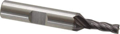 Cleveland - 3/16", 1/2" LOC, 3/8" Shank Diam, 2-3/8" OAL, 4 Flute, High Speed Steel Square End Mill - Single End, TiCN Finish, Spiral Flute, 30° Helix, Centercutting, Right Hand Cut, Right Hand Flute, Series HG-4C - Eagle Tool & Supply