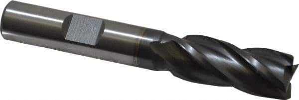 Cleveland - 7/16", 1" LOC, 3/8" Shank Diam, 2-11/16" OAL, 4 Flute, High Speed Steel Square End Mill - Single End, TiCN Finish, Spiral Flute, 30° Helix, Centercutting, Right Hand Cut, Right Hand Flute, Series HG-4C - Eagle Tool & Supply