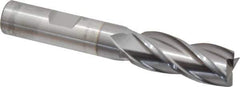 Cleveland - 9/16", 1-3/8" LOC, 1/2" Shank Diam, 3-3/8" OAL, 4 Flute, High Speed Steel Square End Mill - Single End, TiCN Finish, Spiral Flute, 30° Helix, Centercutting, Right Hand Cut, Right Hand Flute, Series HG-4C - Eagle Tool & Supply