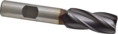 Cleveland - 5/8", 1-3/8" LOC, 1/2" Shank Diam, 3-3/8" OAL, 4 Flute, High Speed Steel Square End Mill - Single End, TiCN Finish, Spiral Flute, 30° Helix, Centercutting, Right Hand Cut, Right Hand Flute, Series HG-4C - Eagle Tool & Supply