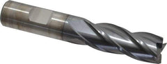 Cleveland - 21/32", 1-5/8" LOC, 5/8" Shank Diam, 3-3/4" OAL, 4 Flute, High Speed Steel Square End Mill - Single End, TiCN Finish, Spiral Flute, 30° Helix, Centercutting, Right Hand Cut, Right Hand Flute, Series HG-4C - Eagle Tool & Supply
