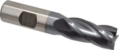 Cleveland - 3/4", 1-5/8" LOC, 3/4" Shank Diam, 3-7/8" OAL, 4 Flute, High Speed Steel Square End Mill - Single End, TiCN Finish, Spiral Flute, 30° Helix, Centercutting, Right Hand Cut, Right Hand Flute, Series HG-4C - Eagle Tool & Supply