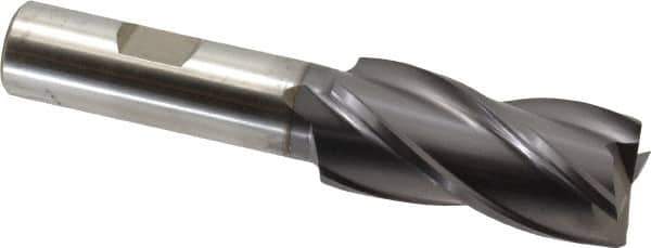 Cleveland - 7/8", 1-7/8" LOC, 5/8" Shank Diam, 4" OAL, 4 Flute, High Speed Steel Square End Mill - Single End, TiCN Finish, Spiral Flute, 30° Helix, Centercutting, Right Hand Cut, Right Hand Flute, Series HG-4C - Eagle Tool & Supply