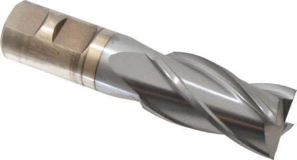 Cleveland - 1", 1-7/8" LOC, 7/8" Shank Diam, 4-1/8" OAL, 4 Flute, High Speed Steel Square End Mill - Single End, TiCN Finish, Spiral Flute, 30° Helix, Centercutting, Right Hand Cut, Right Hand Flute, Series HG-4C - Eagle Tool & Supply