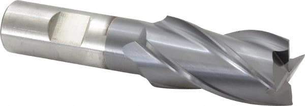 Cleveland - 1", 1-7/8" LOC, 3/4" Shank Diam, 4-1/8" OAL, 4 Flute, High Speed Steel Square End Mill - Single End, TiCN Finish, Spiral Flute, 30° Helix, Centercutting, Right Hand Cut, Right Hand Flute, Series HG-4C - Eagle Tool & Supply