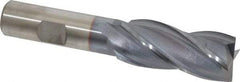 Cleveland - 13/16", 1-7/8" LOC, 5/8" Shank Diam, 4" OAL, 4 Flute, High Speed Steel Square End Mill - Single End, TiCN Finish, Spiral Flute, 30° Helix, Centercutting, Right Hand Cut, Right Hand Flute, Series HG-4C - Eagle Tool & Supply