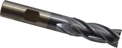 Cleveland - 17/32", 1-3/8" LOC, 1/2" Shank Diam, 3-3/8" OAL, 4 Flute, High Speed Steel Square End Mill - Single End, TiCN Finish, Spiral Flute, 30° Helix, Centercutting, Right Hand Cut, Right Hand Flute, Series HG-4C - Eagle Tool & Supply