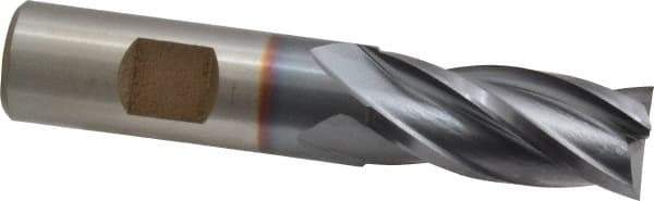 Cleveland - 23/32", 1-5/8" LOC, 3/4" Shank Diam, 3-7/8" OAL, 4 Flute, High Speed Steel Square End Mill - Single End, TiCN Finish, Spiral Flute, 30° Helix, Centercutting, Right Hand Cut, Right Hand Flute, Series HG-4C - Eagle Tool & Supply