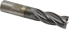 Cleveland - 25/32", 1-7/8" LOC, 3/4" Shank Diam, 4-1/8" OAL, 4 Flute, High Speed Steel Square End Mill - Single End, TiCN Finish, Spiral Flute, 30° Helix, Centercutting, Right Hand Cut, Right Hand Flute, Series HG-4C - Eagle Tool & Supply