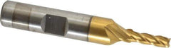 Cleveland - 5/32", 1/2" LOC, 3/8" Shank Diam, 2-3/8" OAL, 4 Flute, High Speed Steel Square End Mill - Single End, TiN Finish, Spiral Flute, 30° Helix, Centercutting, Right Hand Cut, Right Hand Flute, Series HG-4C - Eagle Tool & Supply