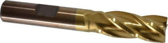 Cleveland - 7/16", 1" LOC, 3/8" Shank Diam, 2-11/16" OAL, 4 Flute, High Speed Steel Square End Mill - Single End, TiN Finish, Spiral Flute, 30° Helix, Centercutting, Right Hand Cut, Right Hand Flute, Series HG-4C - Eagle Tool & Supply