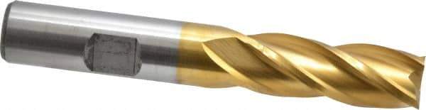 Cleveland - 1/2", 1-1/4" LOC, 1/2" Shank Diam, 3-1/4" OAL, 4 Flute, High Speed Steel Square End Mill - Single End, TiN Finish, Spiral Flute, 30° Helix, Centercutting, Right Hand Cut, Right Hand Flute, Series HG-4C - Eagle Tool & Supply