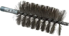 Schaefer Brush - 4-1/2" Brush Length, 2-1/2" Diam, Double Stem, Single Spiral Tube Brush - 7-1/4" Long, Stainless Steel, 1/4" NPSM Male Connection - Eagle Tool & Supply