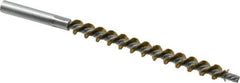 Schaefer Brush - 4" Brush Length, 3/8" Diam, Double Stem, Single Spiral Tube Brush - 6-1/4" Long, Brass, 12-24 Female Connection - Eagle Tool & Supply