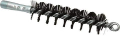 Schaefer Brush - 4-1/2" Brush Length, 1-1/4" Diam, Double Stem, Single Spiral Flue Brush - 7-1/2" Long, Tempered Steel Wire, 1/4" NPSM Male Connection - Eagle Tool & Supply