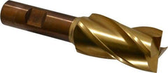 Cleveland - 1", 1-7/8" LOC, 5/8" Shank Diam, 4" OAL, 4 Flute, High Speed Steel Square End Mill - Single End, TiN Finish, Spiral Flute, 30° Helix, Centercutting, Right Hand Cut, Right Hand Flute, Series HG-4C - Eagle Tool & Supply