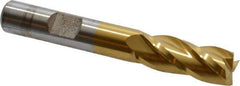 Cleveland - 13/32", 1" LOC, 3/8" Shank Diam, 2-11/16" OAL, 4 Flute, High Speed Steel Square End Mill - Single End, TiN Finish, Spiral Flute, 30° Helix, Centercutting, Right Hand Cut, Right Hand Flute, Series HG-4C - Eagle Tool & Supply