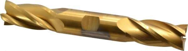 Cleveland - 7/8", 1-7/8" LOC, 7/8" Shank Diam, 6-1/8" OAL, 4 Flute, High Speed Steel Square End Mill - Double End, TiN Finish, Spiral Flute, 30° Helix, Right Hand Cut, Right Hand Flute, Series HD-4 - Eagle Tool & Supply