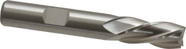 Cleveland - 3/8", 3/4" LOC, 3/8" Shank Diam, 2-1/2" OAL, 4 Flute, High Speed Steel Square End Mill - Single End, Uncoated, Spiral Flute, 30° Helix, Left Hand Cut, Left Hand Flute, Series HG-4LL - Eagle Tool & Supply