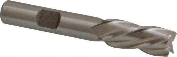Cleveland - 7/16", 1" LOC, 3/8" Shank Diam, 2-11/16" OAL, 4 Flute, High Speed Steel Square End Mill - Single End, Uncoated, Spiral Flute, 30° Helix, Left Hand Cut, Left Hand Flute, Series HG-4LL - Eagle Tool & Supply