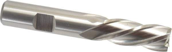 Cleveland - 1/2", 1-1/4" LOC, 1/2" Shank Diam, 3-1/4" OAL, 4 Flute, High Speed Steel Square End Mill - Single End, Uncoated, Spiral Flute, 30° Helix, Left Hand Cut, Left Hand Flute, Series HG-4LL - Eagle Tool & Supply