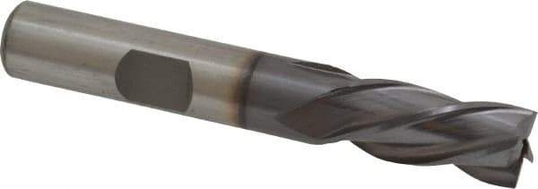 Cleveland - 3/8", 3/4" LOC, 3/8" Shank Diam, 2-1/2" OAL, 4 Flute, High Speed Steel Square End Mill - Single End, TiCN Finish, Spiral Flute, 30° Helix, Left Hand Cut, Left Hand Flute, Series HG-4LL - Eagle Tool & Supply