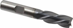 Cleveland - 7/16", 1" LOC, 3/8" Shank Diam, 2-11/16" OAL, 4 Flute, High Speed Steel Square End Mill - Single End, TiCN Finish, Spiral Flute, 30° Helix, Left Hand Cut, Left Hand Flute, Series HG-4LL - Eagle Tool & Supply