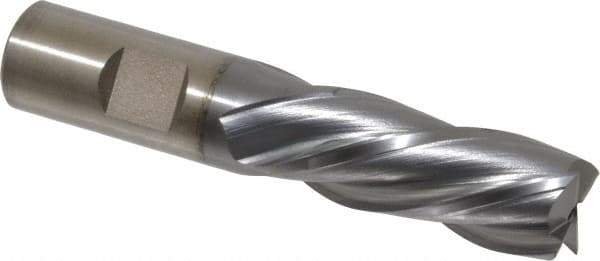 Cleveland - 3/4", 1-5/8" LOC, 3/4" Shank Diam, 3-7/8" OAL, 4 Flute, High Speed Steel Square End Mill - Single End, TiCN Finish, Spiral Flute, 30° Helix, Left Hand Cut, Left Hand Flute, Series HG-4LL - Eagle Tool & Supply