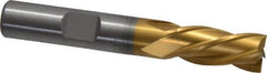 Cleveland - 3/8", 3/4" LOC, 3/8" Shank Diam, 2-1/2" OAL, 4 Flute, High Speed Steel Square End Mill - Single End, TiN Finish, Spiral Flute, 30° Helix, Left Hand Cut, Left Hand Flute, Series HG-4LL - Eagle Tool & Supply