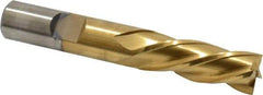 Cleveland - 1/2", 1-1/4" LOC, 1/2" Shank Diam, 3-1/4" OAL, 4 Flute, High Speed Steel Square End Mill - Single End, TiN Finish, Spiral Flute, 30° Helix, Left Hand Cut, Left Hand Flute, Series HG-4LL - Eagle Tool & Supply