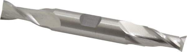 Cleveland - 7/16", 0.813" LOC, 1/2" Shank Diam, 4-1/8" OAL, 2 Flute, High Speed Steel Square End Mill - Double End, Uncoated, Spiral Flute, 30° Helix, Centercutting, Right Hand Cut, Right Hand Flute, Series HD-2 - Eagle Tool & Supply