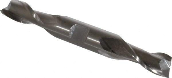 Cleveland - 9/16", 1-1/8" LOC, 5/8" Shank Diam, 5" OAL, 2 Flute, High Speed Steel Square End Mill - Double End, Uncoated, Spiral Flute, 30° Helix, Centercutting, Right Hand Cut, Right Hand Flute, Series HD-2 - Eagle Tool & Supply
